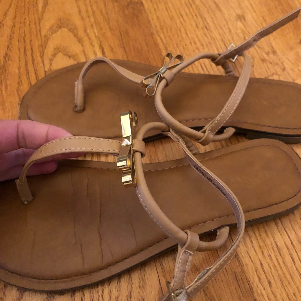 gold bow sandals